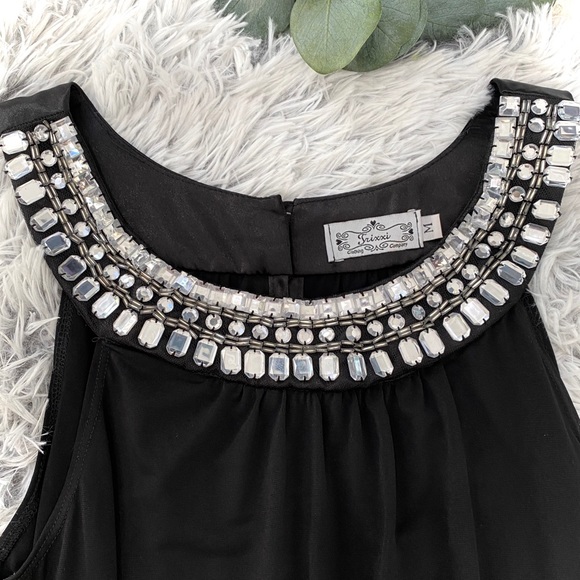 Trixxi Black Dress - Embellished Neckline - Picture 3 of 5